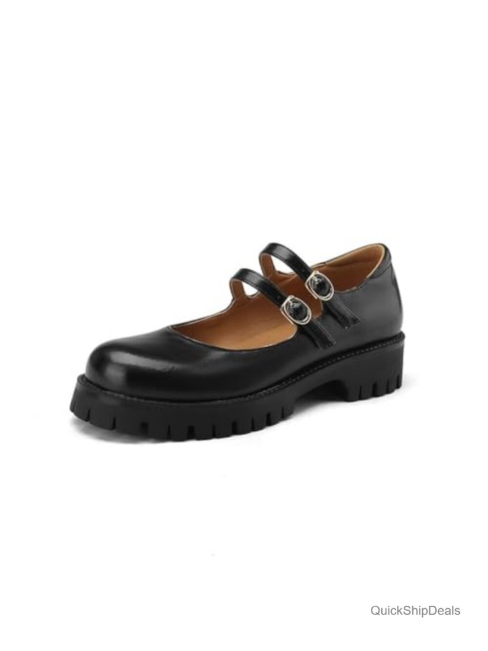 Women's Mary Jane Shoes Round Toe Flats Low Heel Block Heel Pumps with Buckle